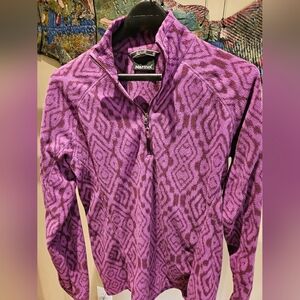 Marmot Purple and Fuschia Fleece Pullover 1/4 Slim Fit